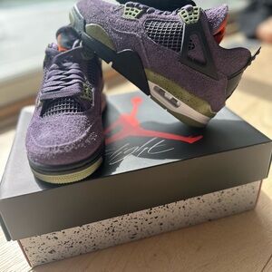 Air Jordan 4 Retro Purple and Green Sneakers - Nike
